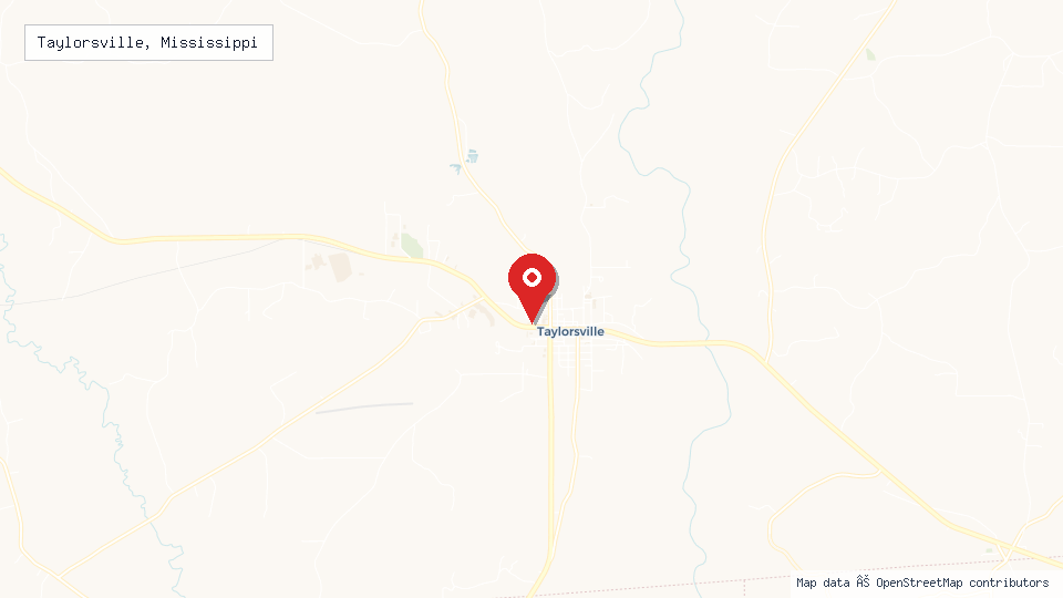 Street map of Taylorsville, Mississippi with location pin