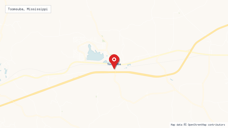 Street map of Toomsuba, Mississippi with location pin