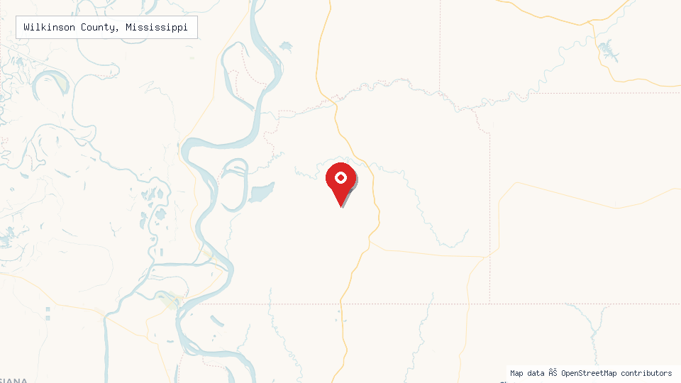 Street map of Wilkinson County, Mississippi with location pin