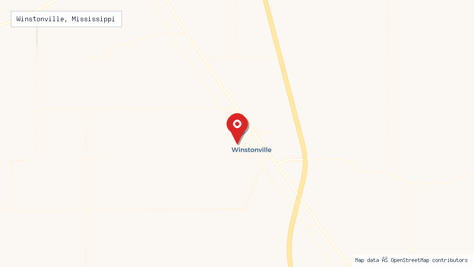 Street map of Winstonville, Mississippi with location pin