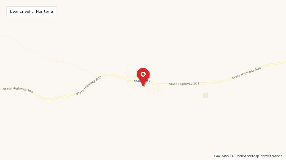 Street map of Bearcreek, Montana with location pin