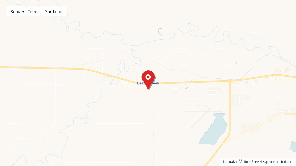 Street map of Beaver Creek, Montana with location pin