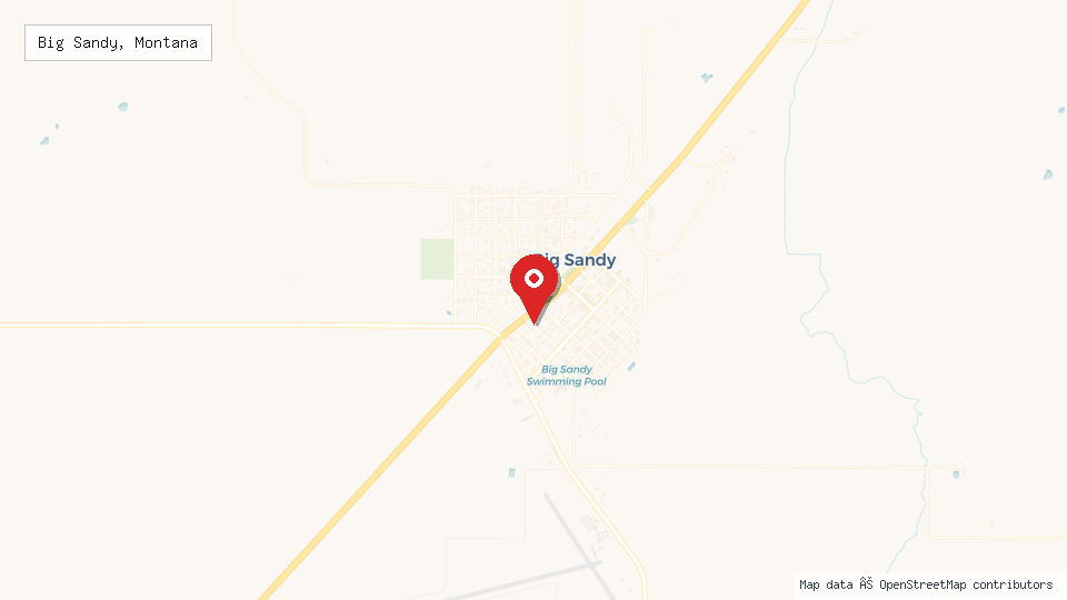 Street map of Big Sandy, Montana with location pin