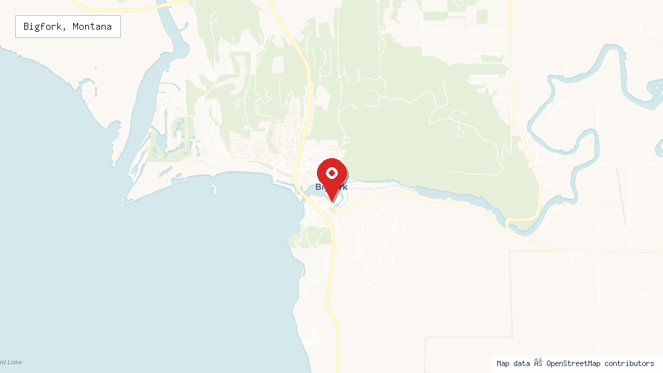 Street map of Bigfork, Montana with location pin