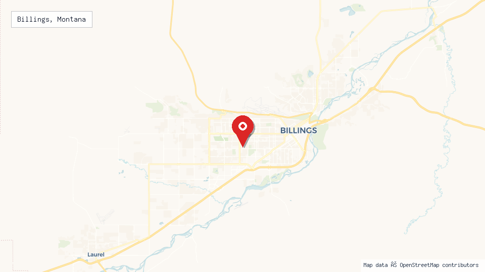 Street map of Billings, Montana with location pin