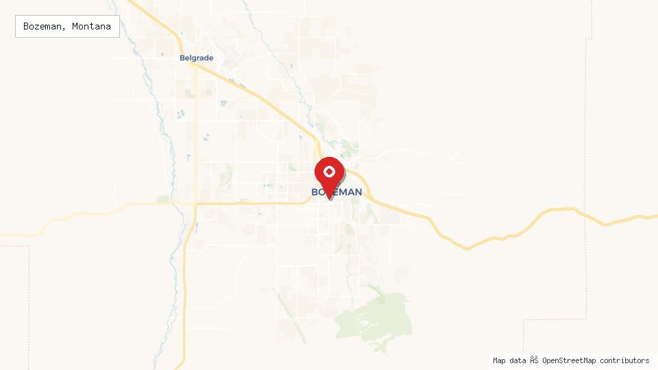 Street map of Bozeman, Montana with location pin