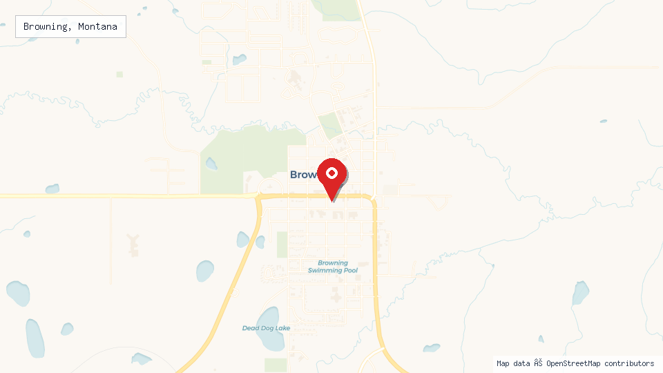 Street map of Browning, Montana with location pin
