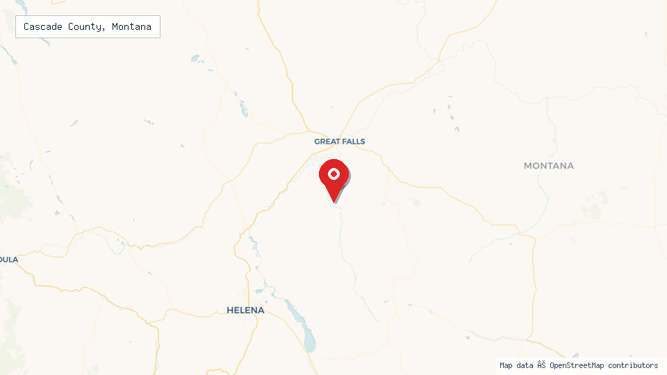 Street map of Cascade County, Montana with location pin