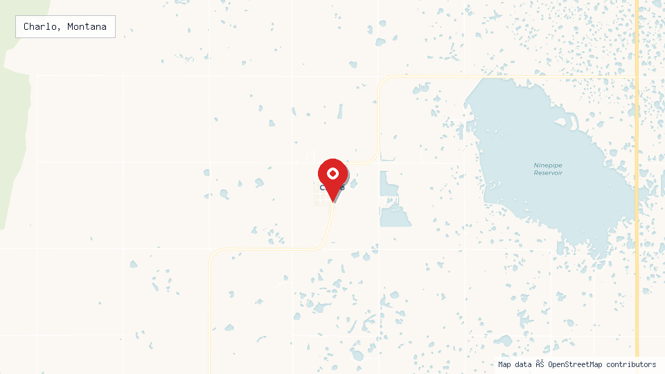 Street map of Charlo, Montana with location pin