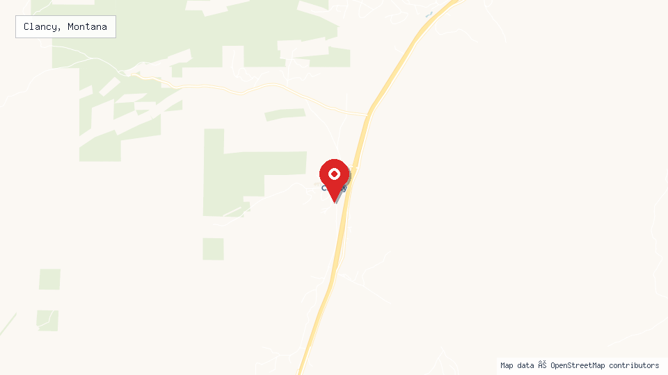 Street map of Clancy, Montana with location pin