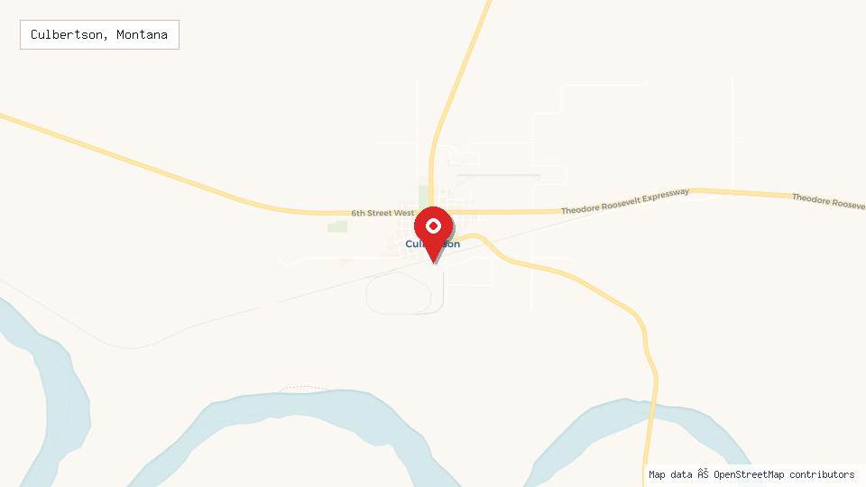 Street map of Culbertson, Montana with location pin