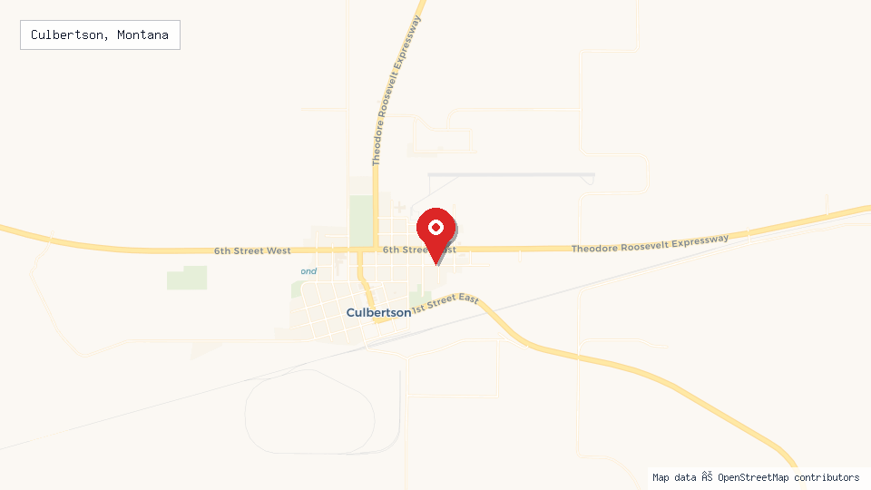 Street map of Culbertson, Montana with location pin