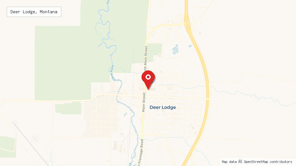 Street map of Deer Lodge, Montana with location pin