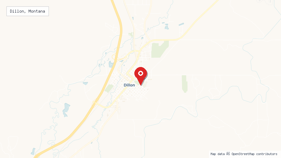 Street map of Dillon, Montana with location pin