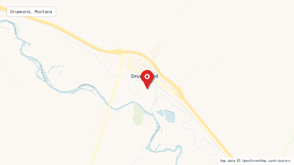 Street map of Drummond, Montana with location pin