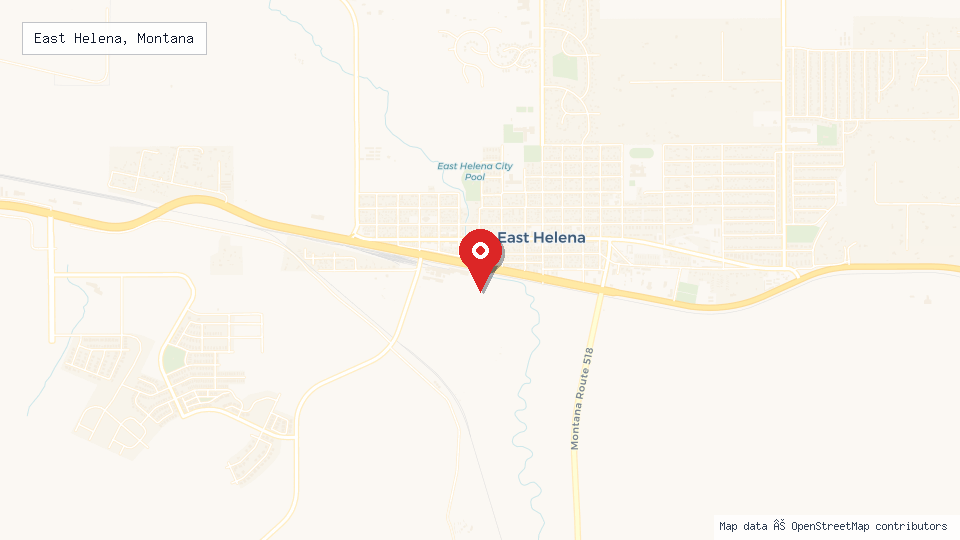 Street map of East Helena, Montana with location pin