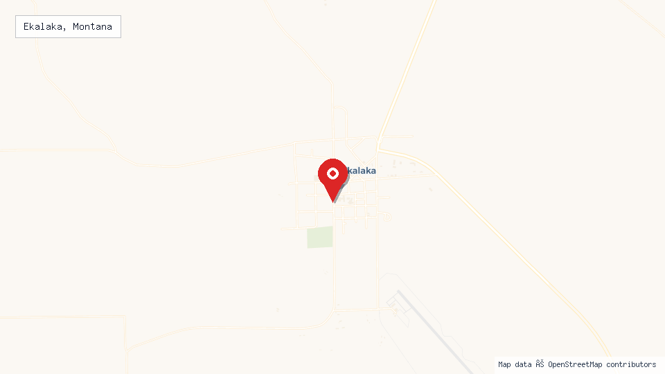 Street map of Ekalaka, Montana with location pin