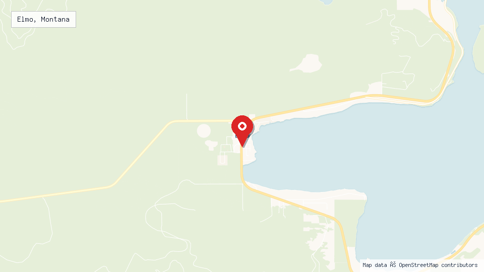Street map of Elmo, Montana with location pin