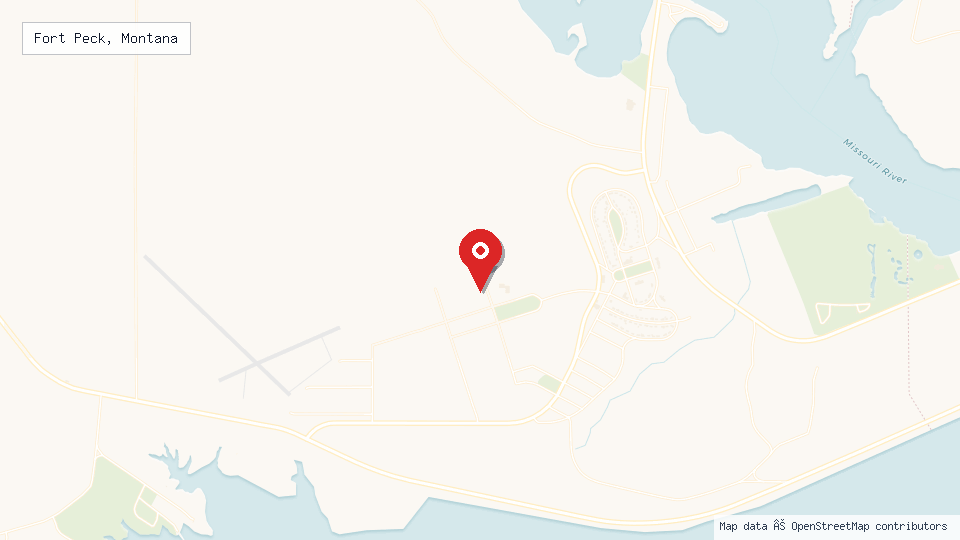 Street map of Fort Peck, Montana with location pin