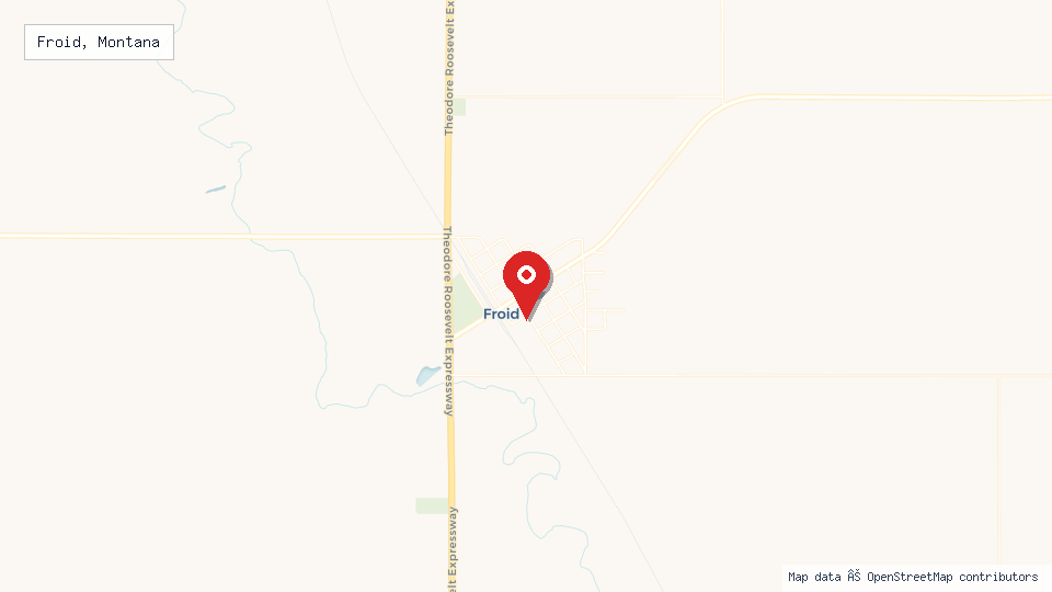 Street map of Froid, Montana with location pin
