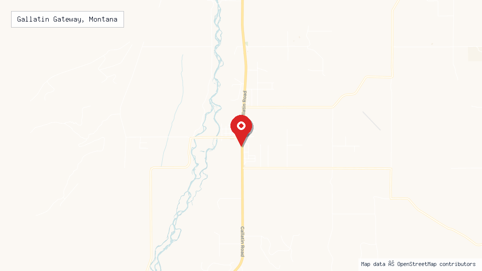 Street map of Gallatin Gateway, Montana with location pin