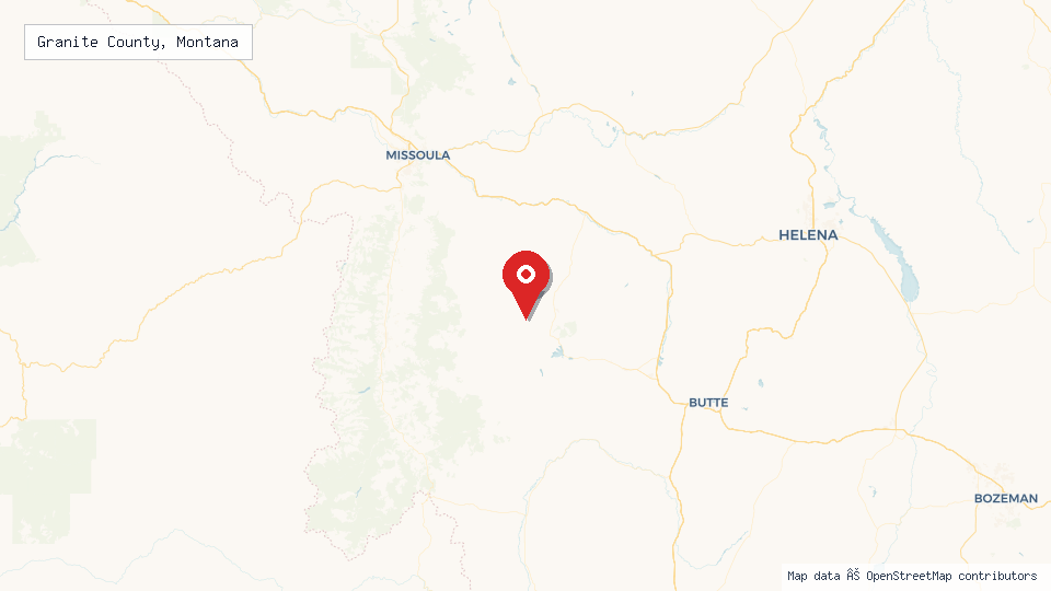 Street map of Granite County, Montana with location pin