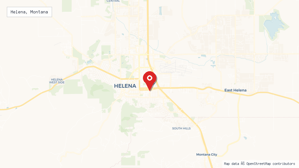 Street map of Helena, Montana with location pin