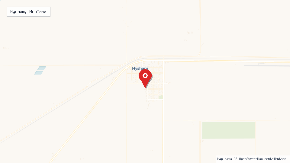 Street map of Hysham, Montana with location pin
