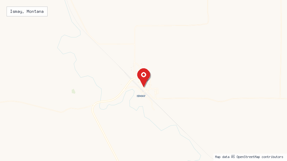 Street map of Ismay, Montana with location pin