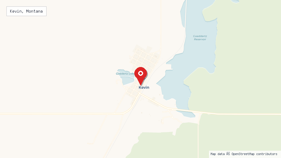 Street map of Kevin, Montana with location pin