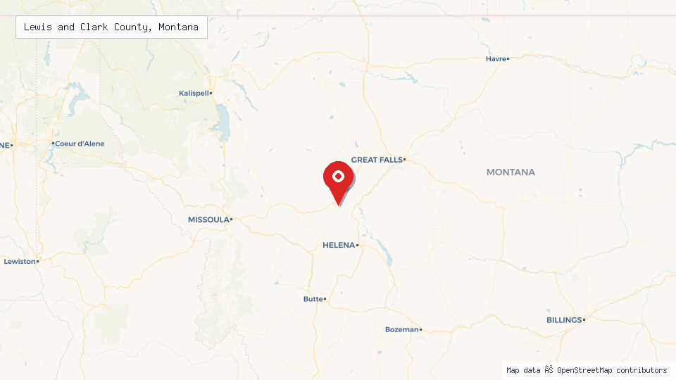 Street map of Lewis and Clark County, Montana with location pin