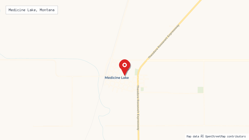 Street map of Medicine Lake, Montana with location pin