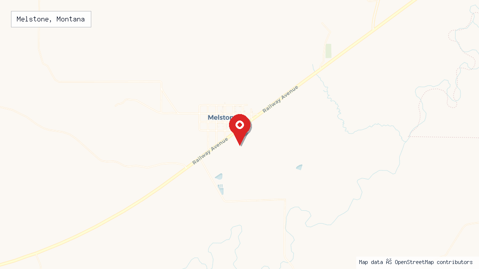 Street map of Melstone, Montana with location pin