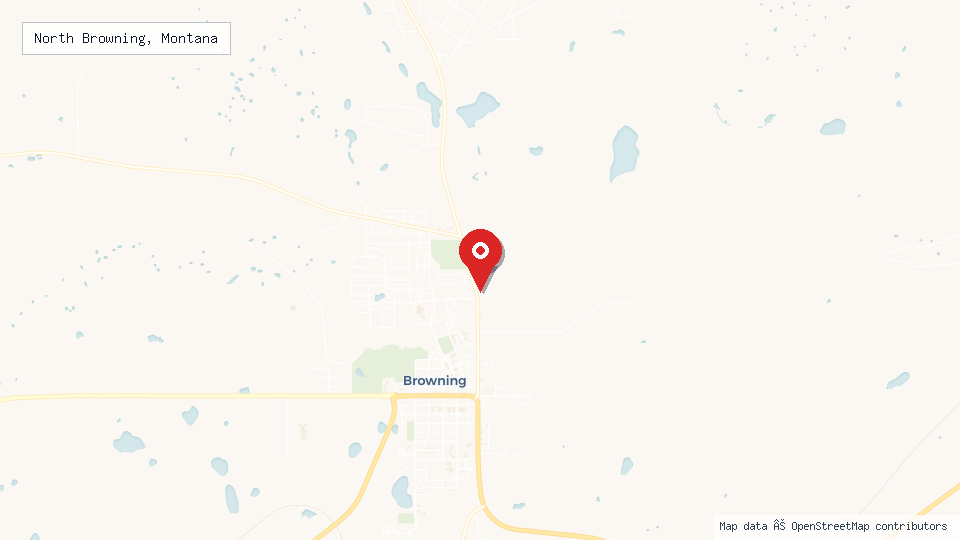 Street map of North Browning, Montana with location pin