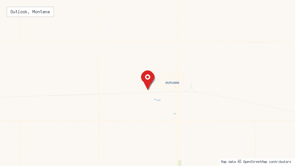 Street map of Outlook, Montana with location pin