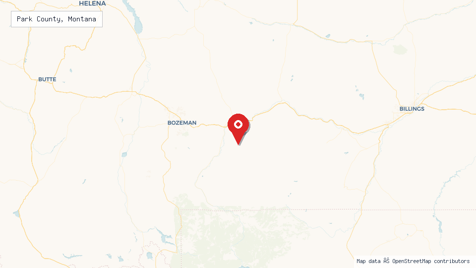 Street map of Park County, Montana with location pin