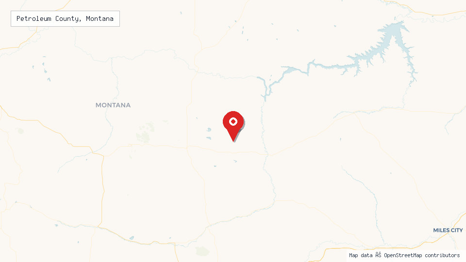 Street map of Petroleum County, Montana with location pin