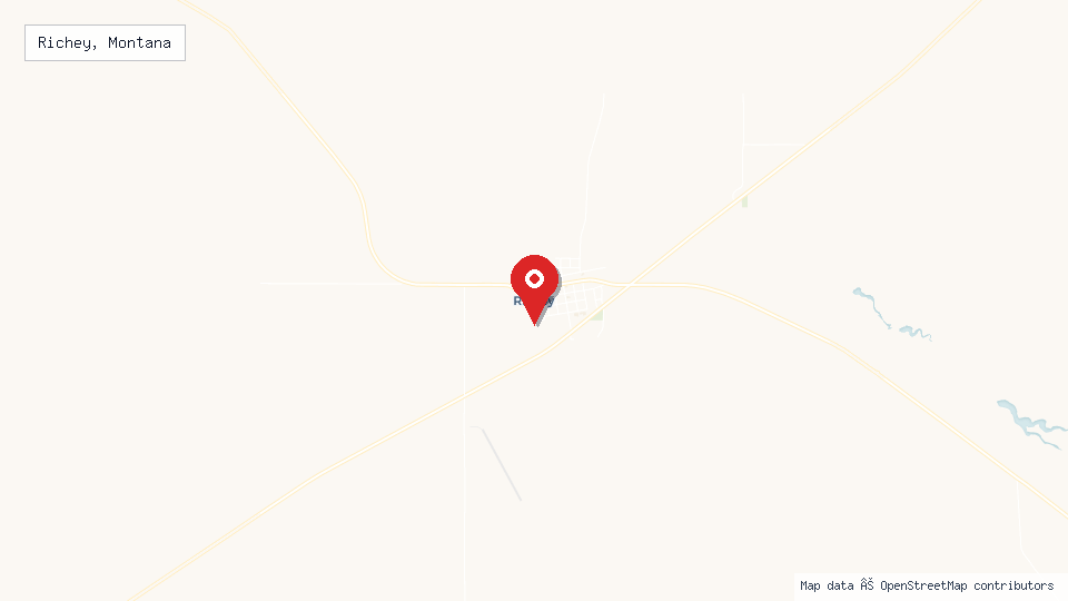 Street map of Richey, Montana with location pin