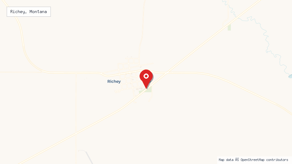 Street map of Richey, Montana with location pin