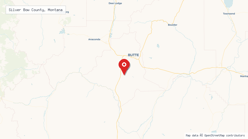 Street map of Silver Bow County, Montana with location pin