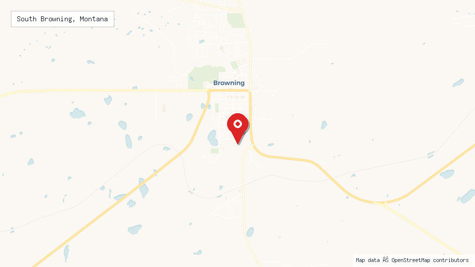 Street map of South Browning, Montana with location pin