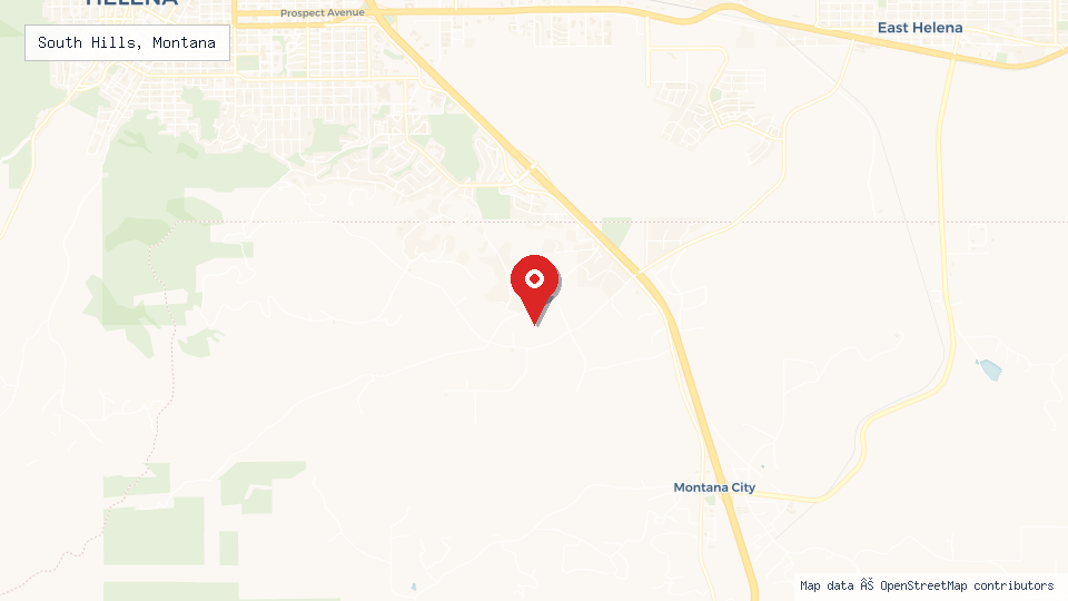 Street map of South Hills, Montana with location pin