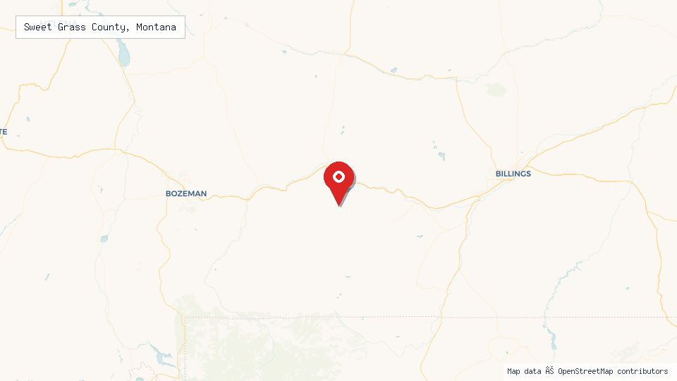 Street map of Sweet Grass County, Montana with location pin