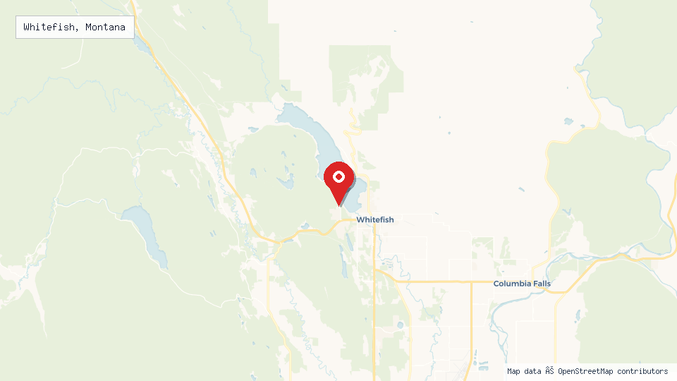 Street map of Whitefish, Montana with location pin