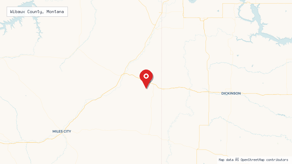Street map of Wibaux County, Montana with location pin