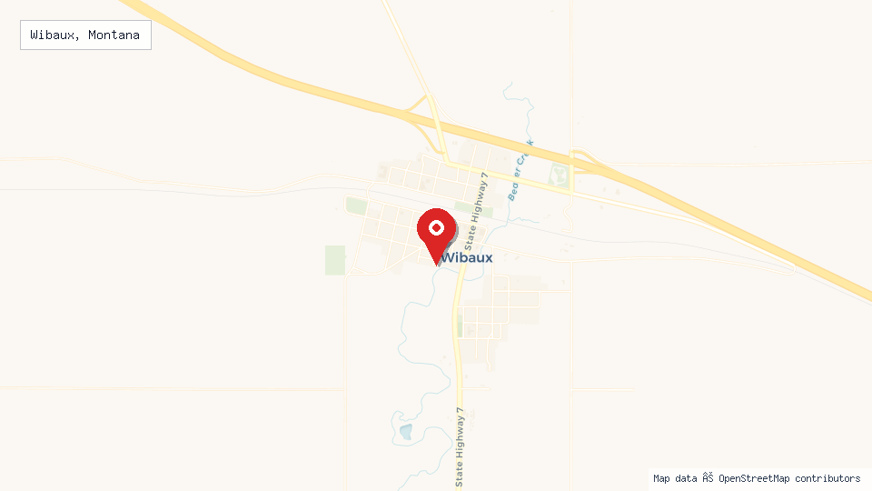 Street map of Wibaux, Montana with location pin