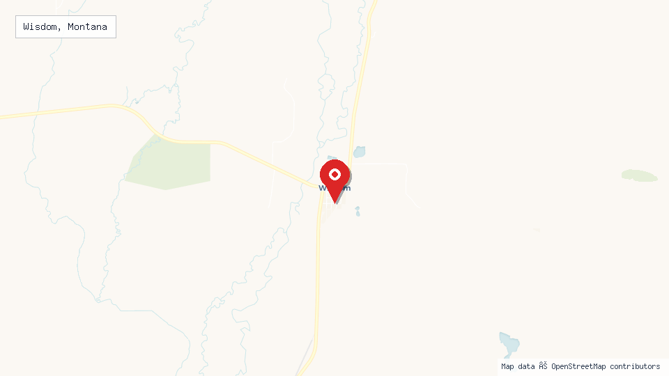 Street map of Wisdom, Montana with location pin