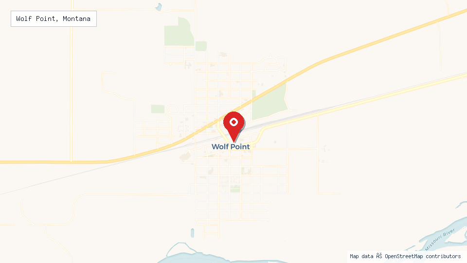 Street map of Wolf Point, Montana with location pin