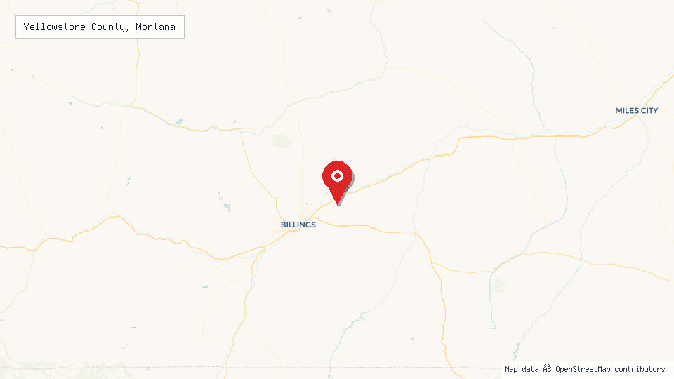 Street map of Yellowstone County, Montana with location pin