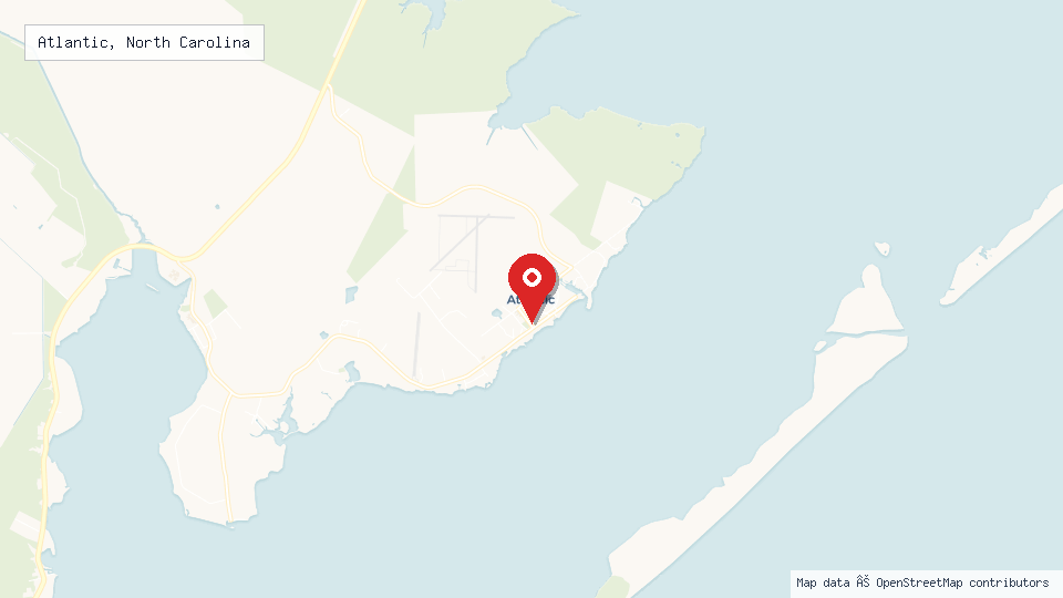 Street map of Atlantic, North Carolina with location pin